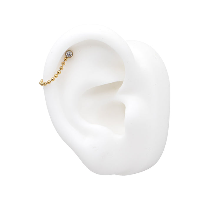 Yellow Gold Chains Connectors & Ear Jackets Gold Ball Chain Connector The Curated Lobecartilagechain ear jacketchain ear jackets