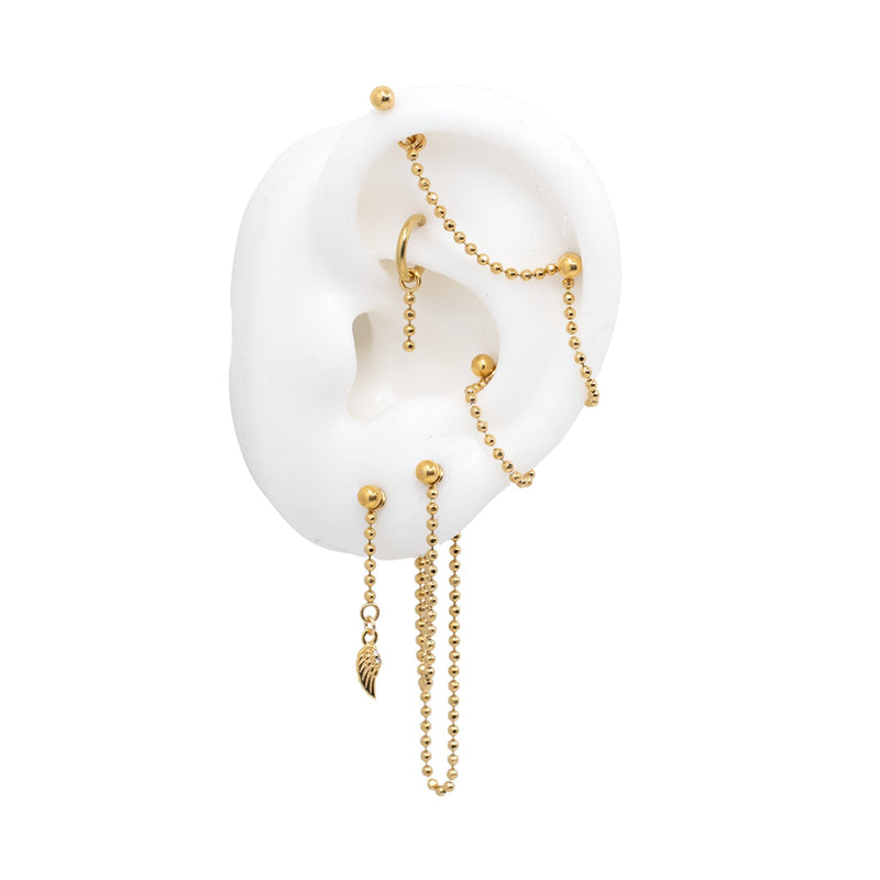 Yellow Gold Chains Connectors & Ear Jackets Gold Ball Chain Connector The Curated Lobe