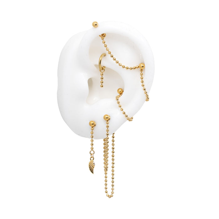 Yellow Gold Chains Connectors & Ear Jackets Gold Ball Chain Connector The Curated Lobecartilagechain ear jacketchain ear jackets