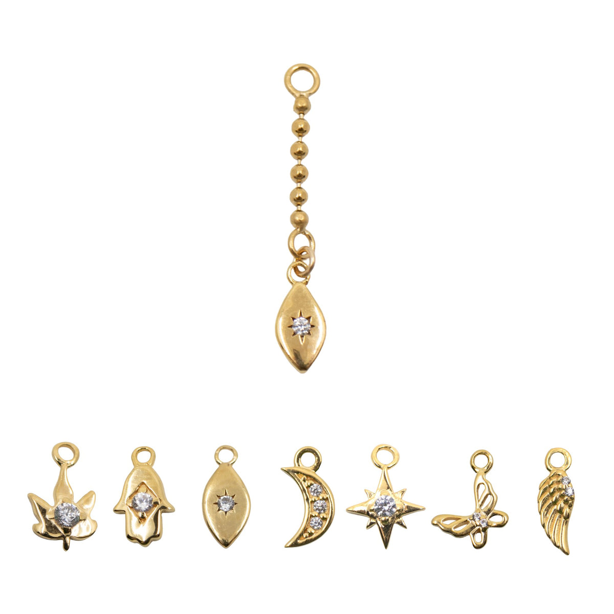 Yellow Gold Charms Gold Charmed Ball Chain Charm The Curated Lobe