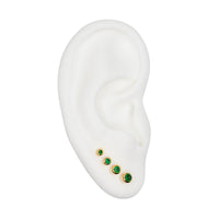 Yellow Gold Studs Graduated Emerald Stud Earring Set The Curated LobeBirthstone Stud EarringsEmerald Studsgold vermeil