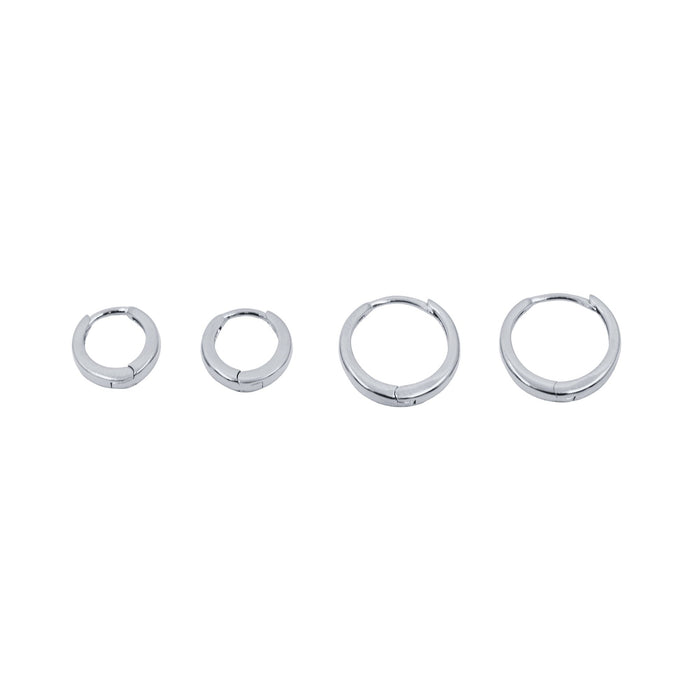 Silver Hoops Graduated Huggie Hoop Set - Set of 4 The Curated LobeGold Hoopshoopslobe