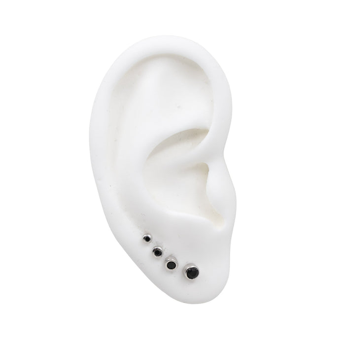 Silver Studs Graduated Onyx Stud Earring Set The Curated LobeBirthstone Stud Earringsblack onyx studsgold vermeil