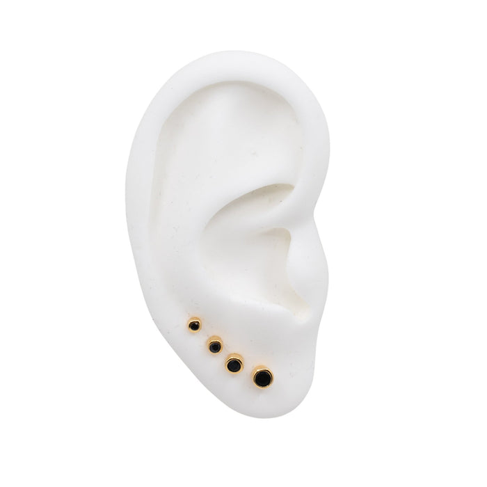 Yellow Gold Studs Graduated Onyx Stud Earring Set The Curated LobeBirthstone Stud Earringsblack onyx studsgold vermeil