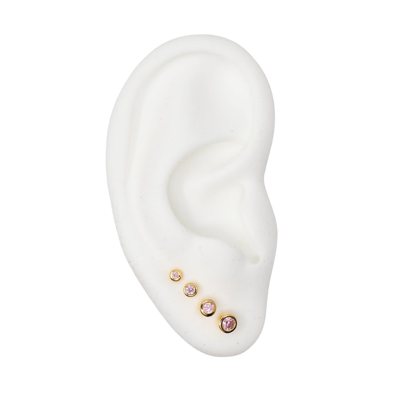 Yellow Gold Studs Graduated Pink Topaz Stud Earring Set The Curated Lobe