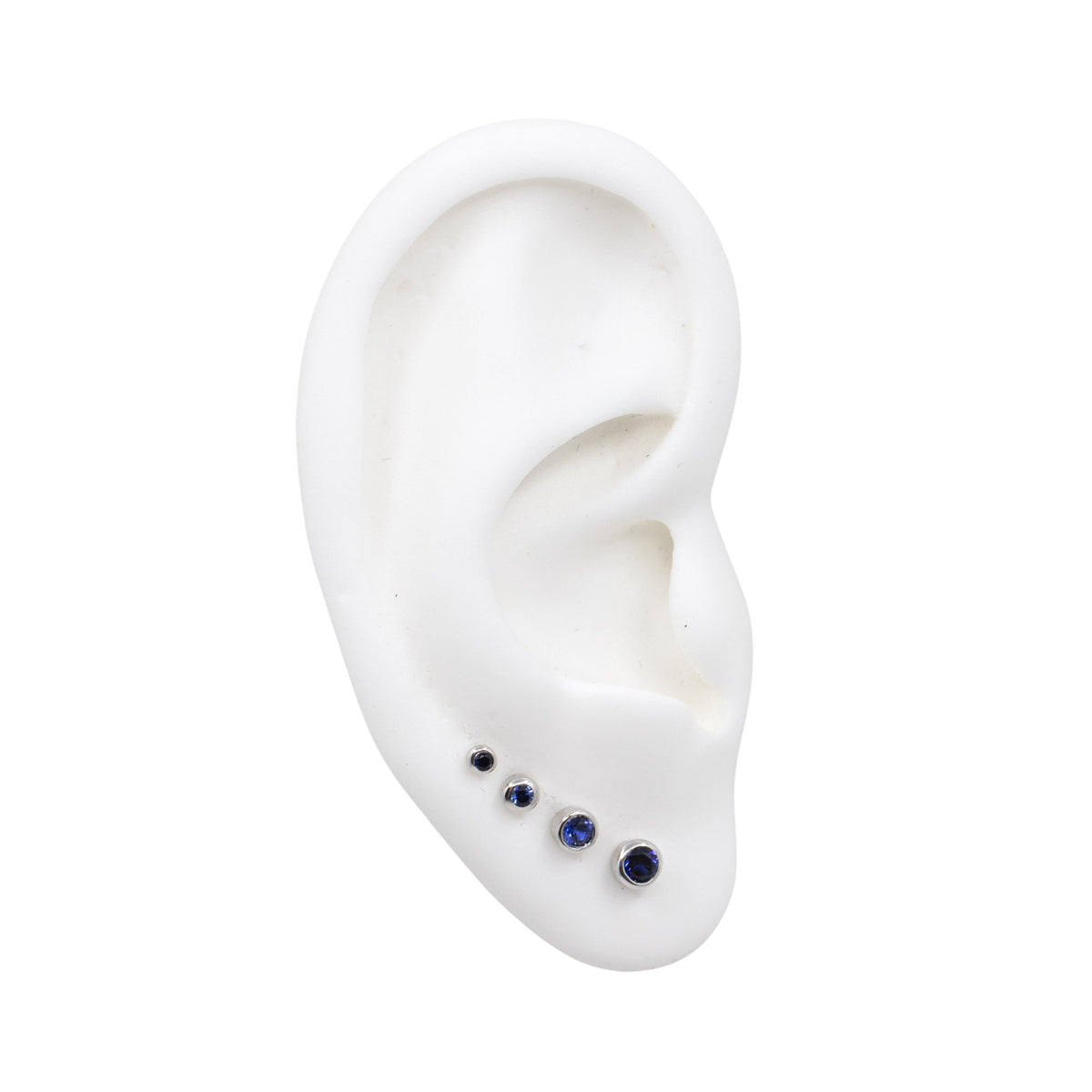 Silver Studs Graduated Sapphire Stud Earring Set The Curated LobeBirthstone Stud Earringsgold vermeilGraduated Sapphire Birthstone Stud earrings