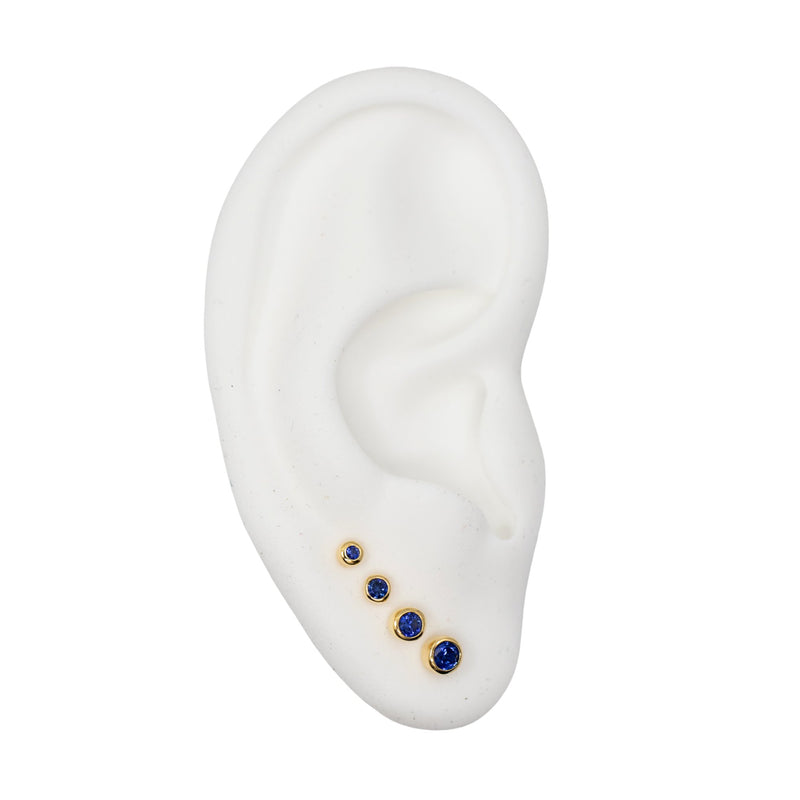 Yellow Gold Studs Graduated Sapphire Stud Earring Set The Curated LobeBirthstone Stud Earringsgold vermeilGraduated Sapphire Birthstone Stud earrings