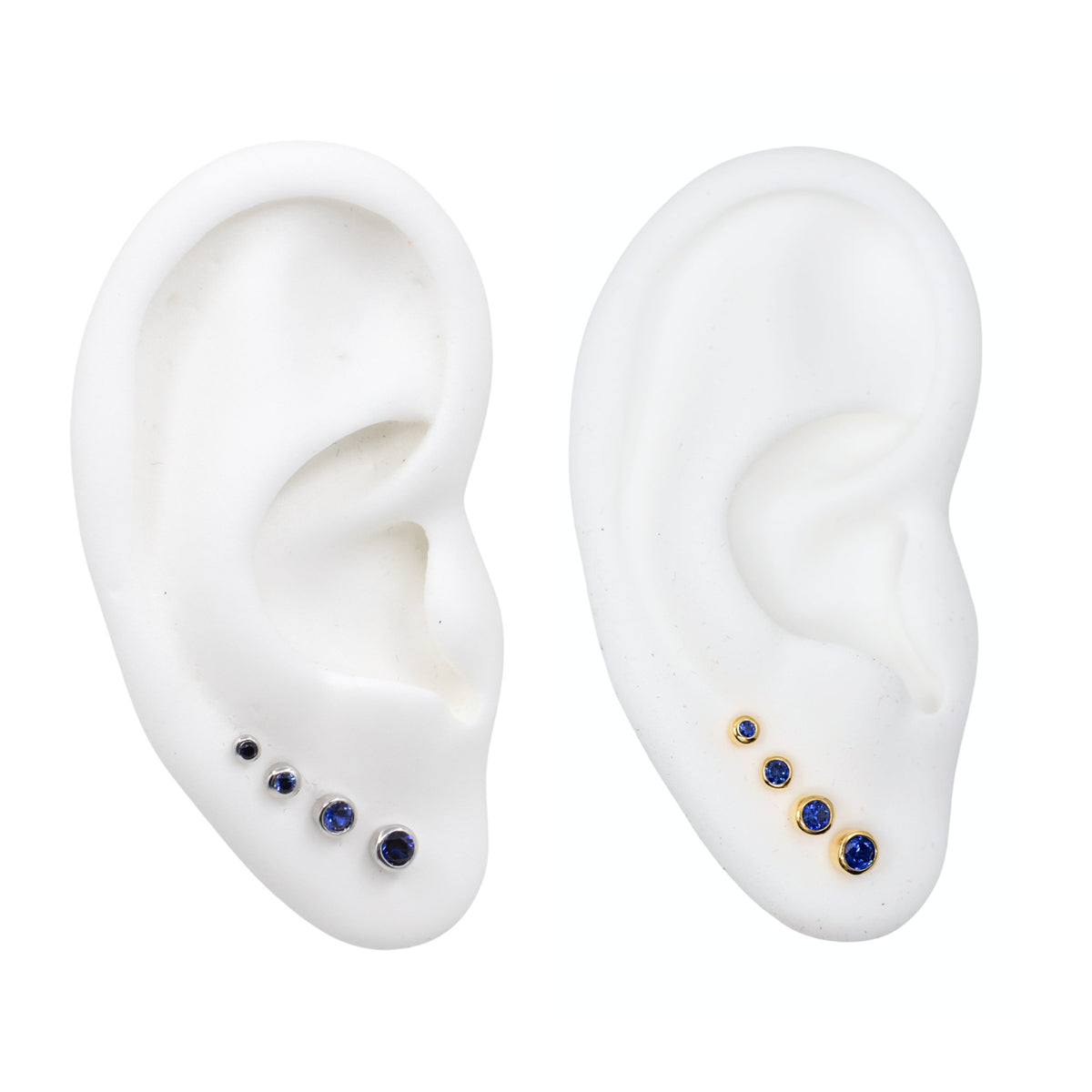 Yellow Gold Studs Graduated Sapphire Stud Earring Set The Curated LobeBirthstone Stud Earringsgold vermeilGraduated Sapphire Birthstone Stud earrings