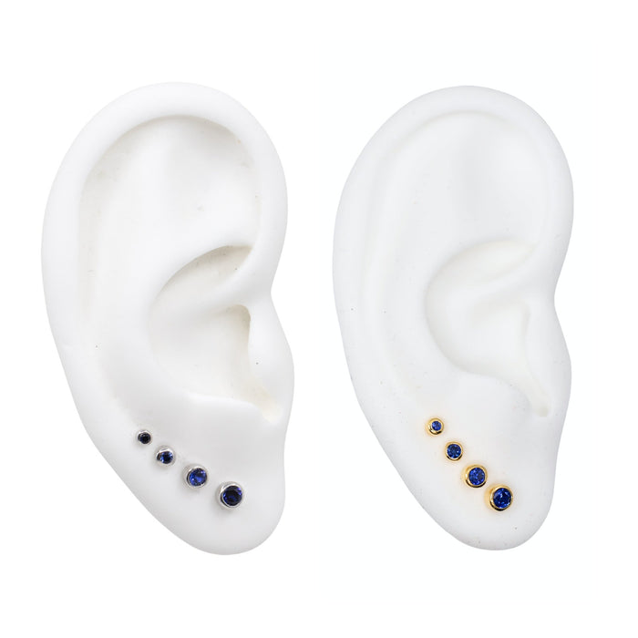 Yellow Gold Studs Graduated Sapphire Stud Earring Set The Curated Lobe