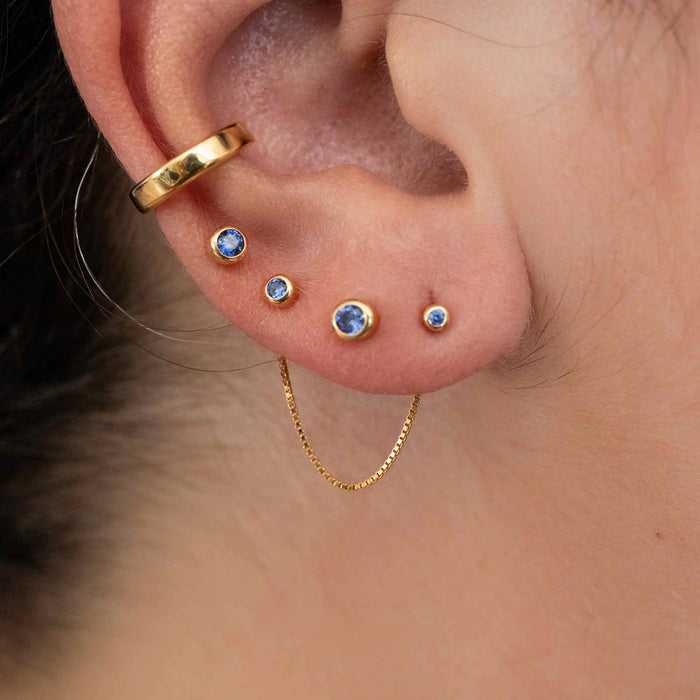 Yellow Gold Studs Graduated Tanzanite Stud Earring Set The Curated LobeBirthstone Stud Earringsgold vermeilGraduated Tanzanite Birthstone Stud earrings