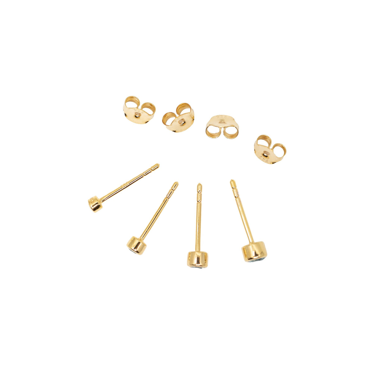 Yellow Gold Studs Graduated White Topaz Stud Earring Set The Curated Lobe