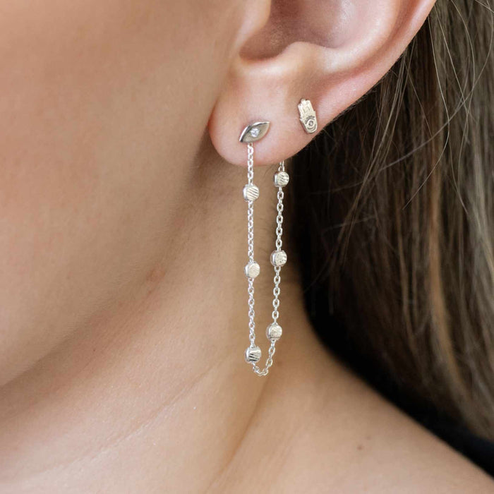 Yellow Gold Studs Hamsa + Evil Eye Earring Set The Curated Lobeevil eyegold vermeillobe