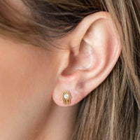 Yellow Gold Studs Hamsa Studs The Curated LobeGold Hamsa EarringsGold Hamsa StudsGold Hand Studs