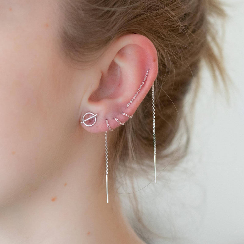 Silver Threader Earrings - Ultra Long Threader - The Curated Lobe