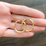Medium Gold Hoop Earrings - 10K 26mm Diamond Cut
