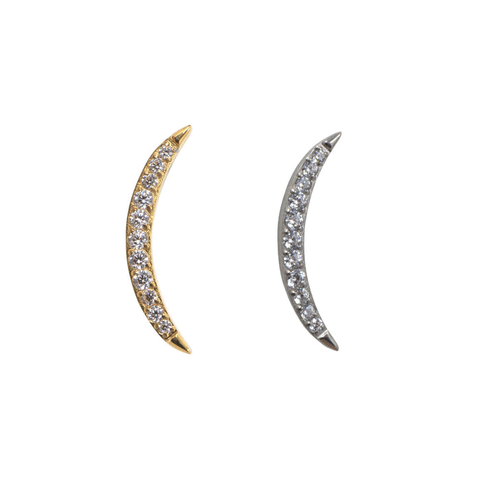 Yellow Gold Threadless Tops Large Crystal Crescent Moon Earring Top The Curated Lobe