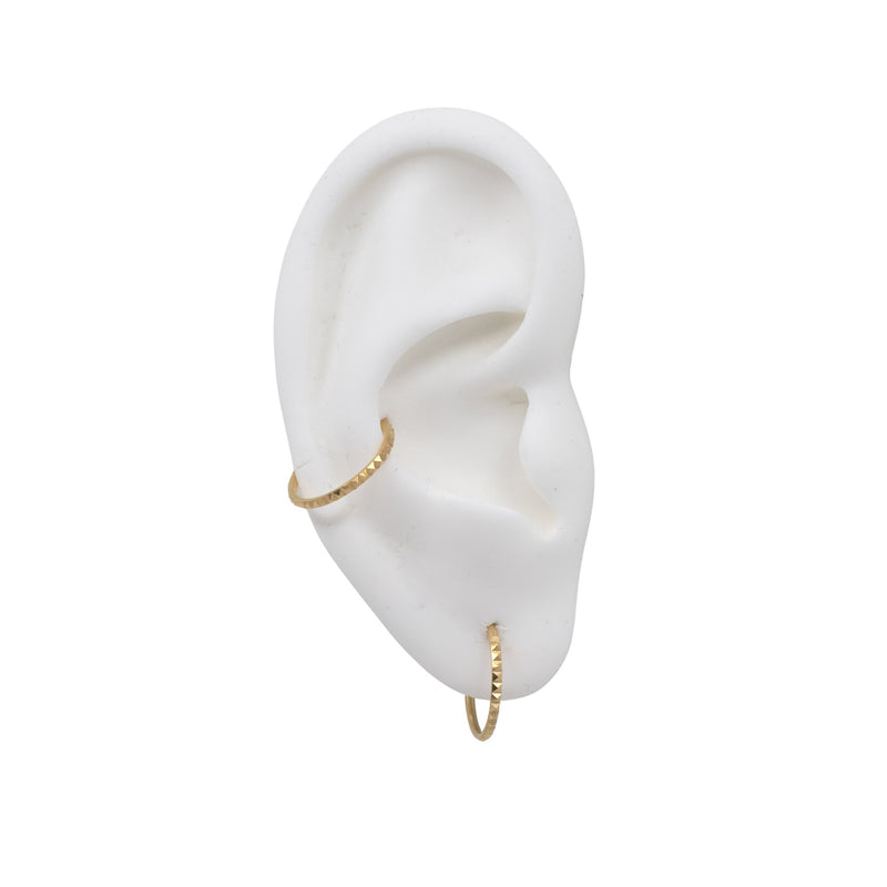 Yellow Gold Hoops Large Peaked Clicker Hoop The Curated Lobe