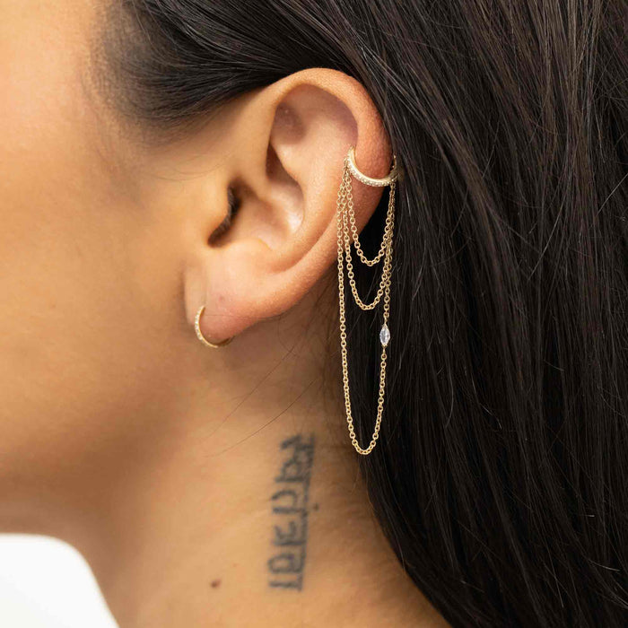 Yellow Gold Hoops Layered Helix Chain Clicker Hoop The Curated Lobe