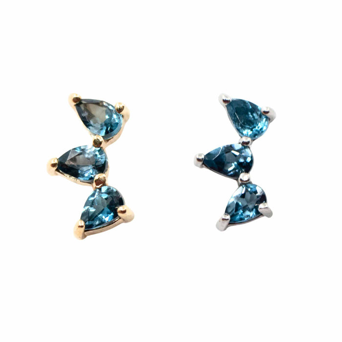 Yellow Gold Threadless Tops London Blue Topaz Fan Earring The Curated Lobe14k gold14k gold topcartilage
