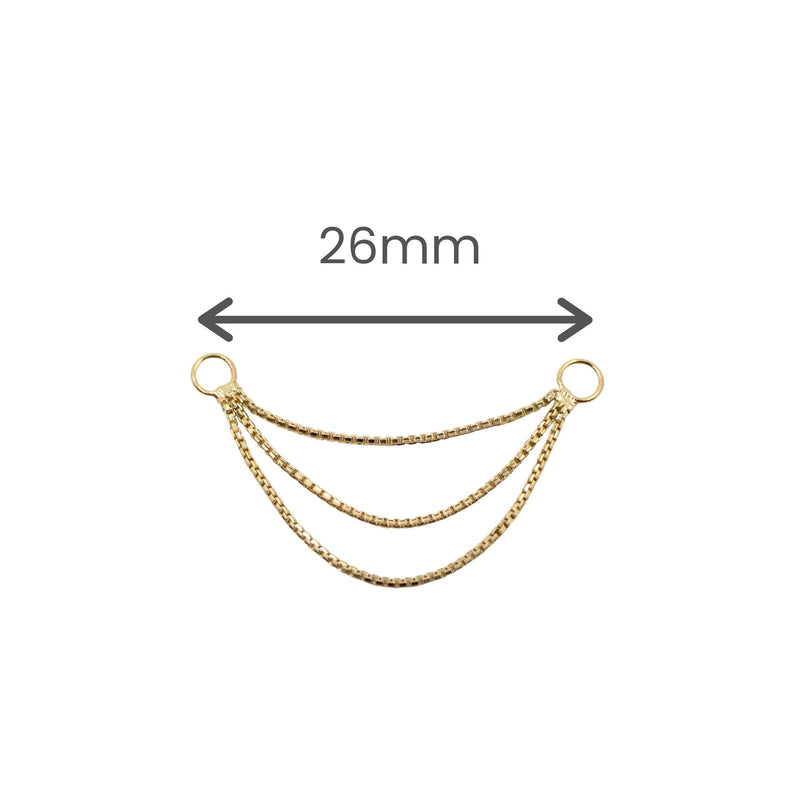 Yellow Gold Chains Connectors & Ear Jackets Long Triple Box Chain Connector The Curated Lobe14k goldbox chaincartilage