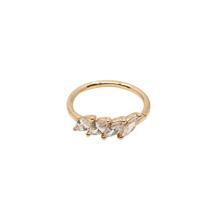 Yellow Gold Hoops Marquise Crystal Clicker Hoop The Curated Lobe