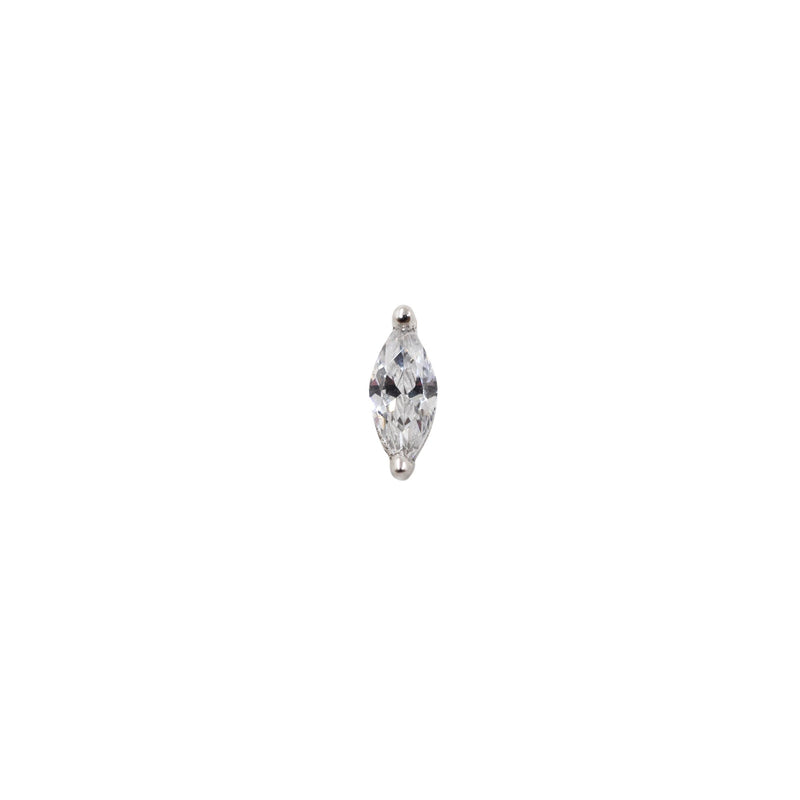 White Gold Studs Marquise Crystal Earring The Curated Lobe