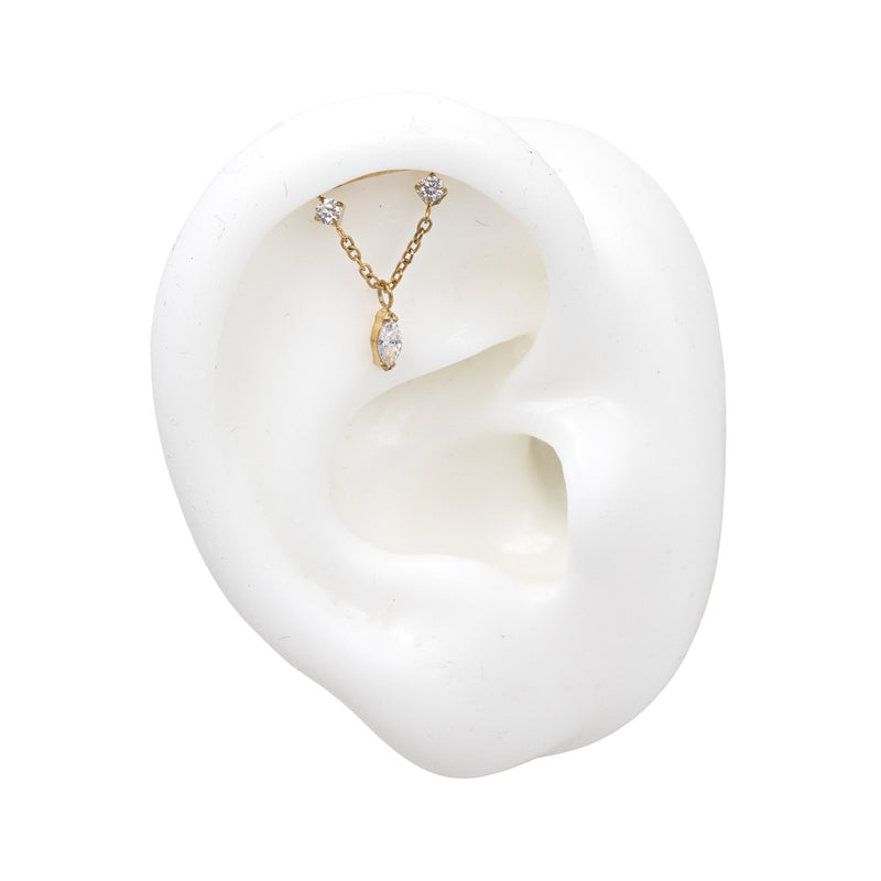 Yellow Gold Threadless Tops Marquise Crystal Floating Helix Top The Curated Lobe