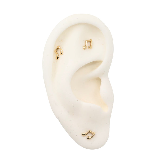Yellow Gold Studs Music Note Earring The Curated Lobe14k gold14k gold topcartilage