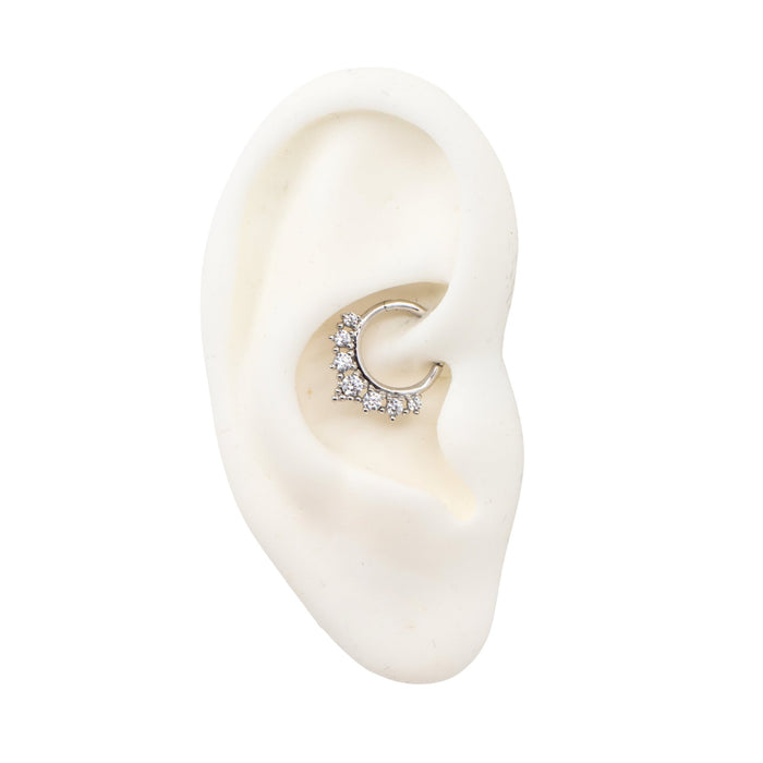 White Gold Hoops Ornate Crystal Clicker Hoop The Curated Lobe