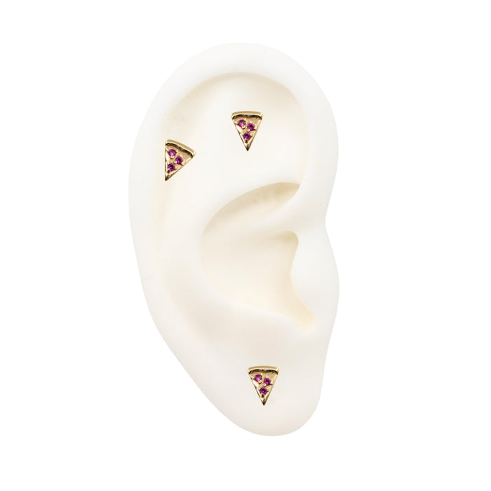 Yellow Gold Studs Pizza Slice Stud Earring The Curated Lobe14k goldcartilagefaux rook