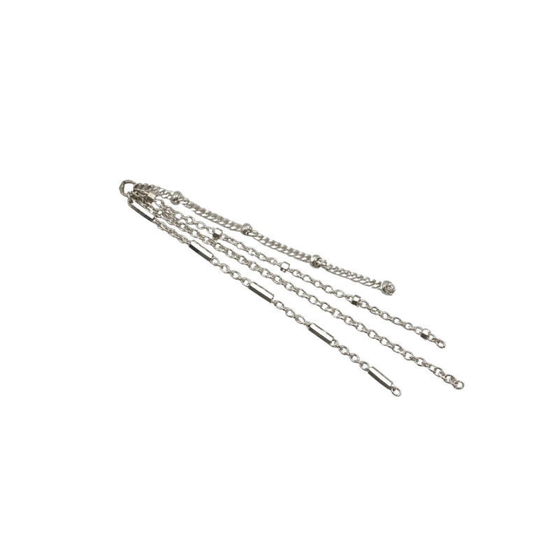 Silver Chains Connectors & Ear Jackets Quad Chain Tassel Charm The Curated Lobe