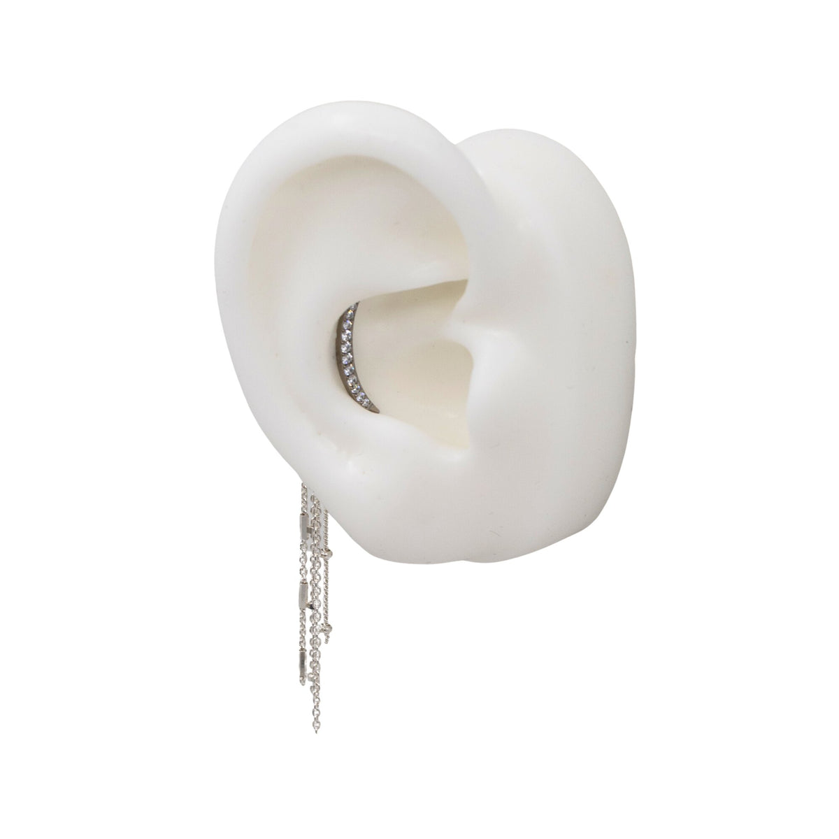 Silver Chains Connectors & Ear Jackets Quad Chain Tassel Charm The Curated Lobe
