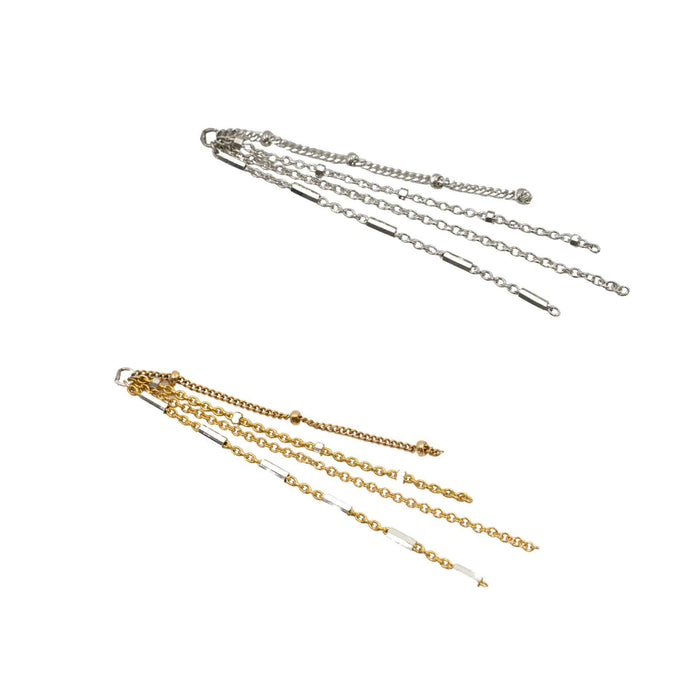 Yellow Gold Chains Connectors & Ear Jackets Quad Chain Tassel Charm The Curated Lobe