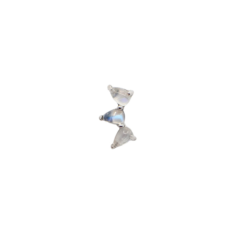 White Gold Threadless Tops Rainbow Moonstone Fan Earring The Curated Lobe