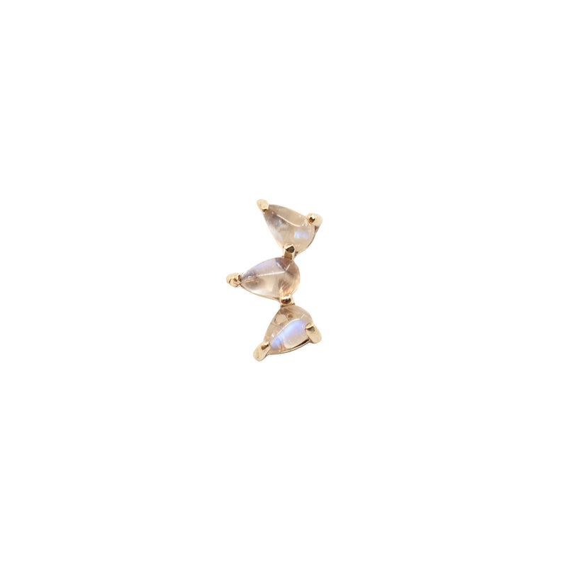 Yellow Gold Threadless Tops Rainbow Moonstone Fan Earring The Curated Lobe
