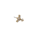 14k Threadless Flower Top With Crystal Dangle - Flower Earring