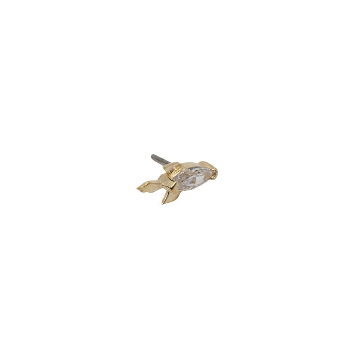 Yellow Gold Studs Rocket Earring With Large Crystal The Curated Lobe14k gold14k gold topcartilage