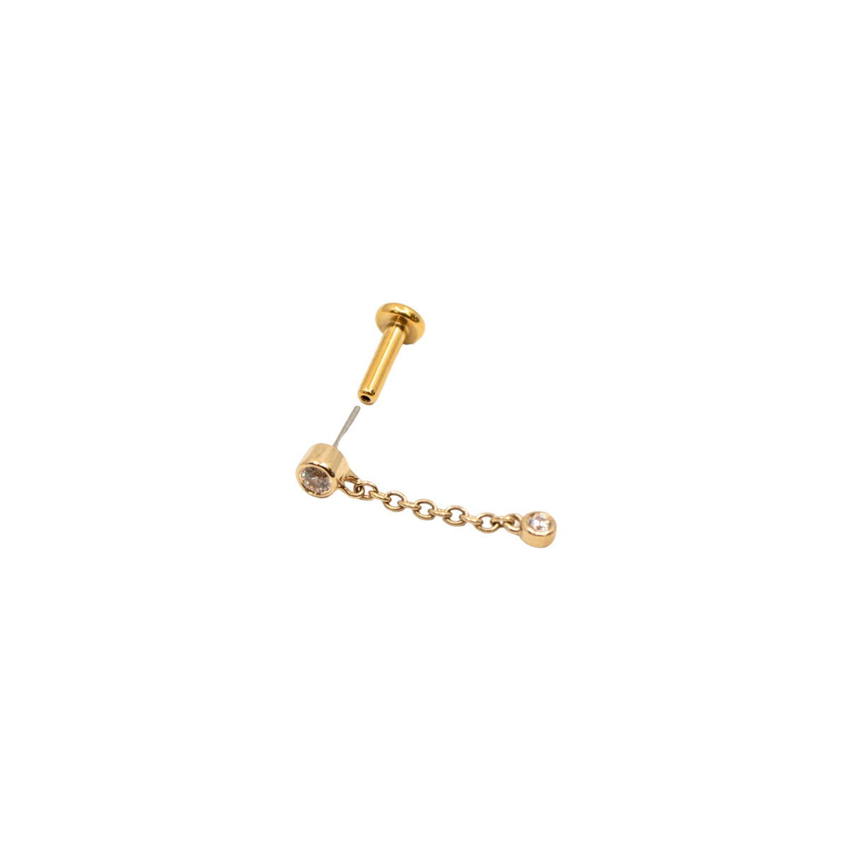 Yellow Gold Studs Round Swarovski Crystal Dangle Earring The Curated Lobe
