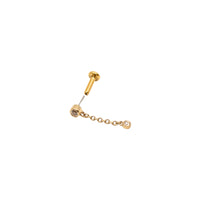Yellow Gold Studs Round Swarovski Crystal Dangle Earring The Curated Lobe14k goldcartilagechain