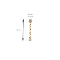 Yellow Gold Studs Round Swarovski Crystal Dangle Earring The Curated Lobe14k goldcartilagechain