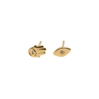 Yellow Gold Curated Earring Sets Simple Evil Eye Curated Set The Curated Lobeearring_setearrings_studsevil_eye_and_hamsa