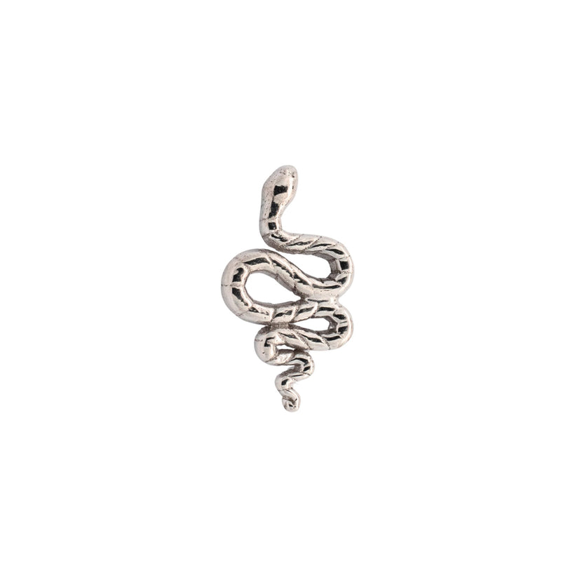 White Gold Studs Snake Earring The Curated Lobe