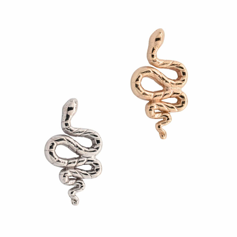 Yellow Gold Studs Snake Earring The Curated Lobe