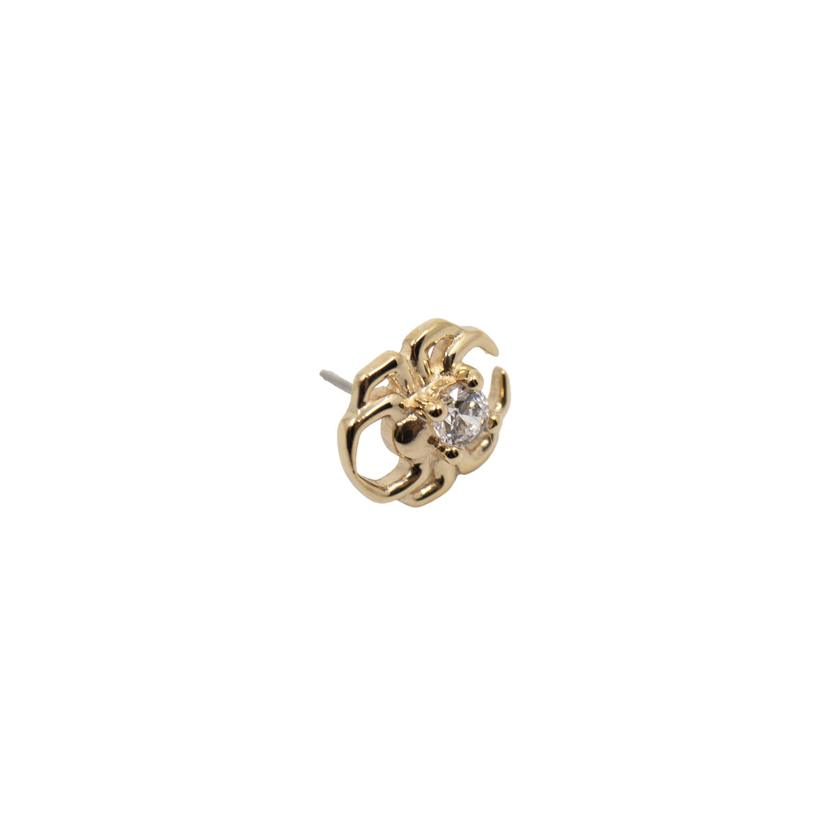 Yellow Gold Threadless Tops Spider Earring The Curated Lobe