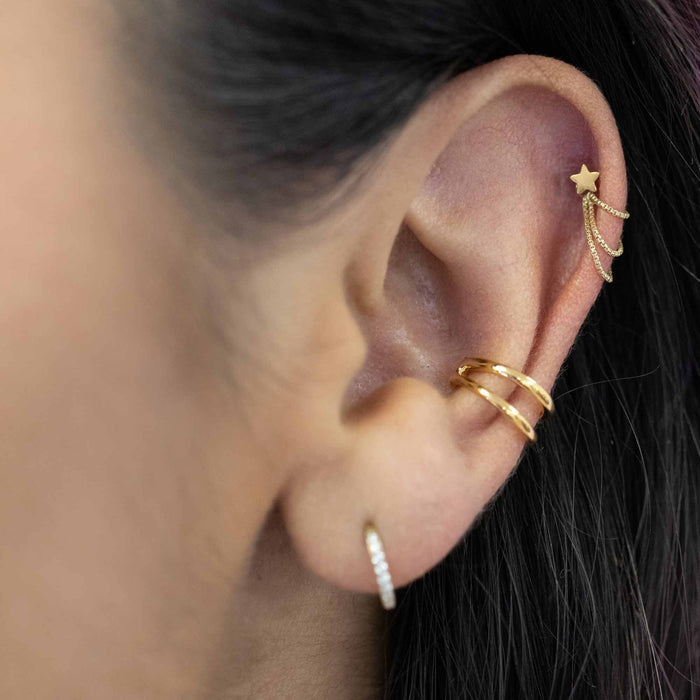 Yellow Gold Threadless Tops Star Earring Top The Curated Lobe