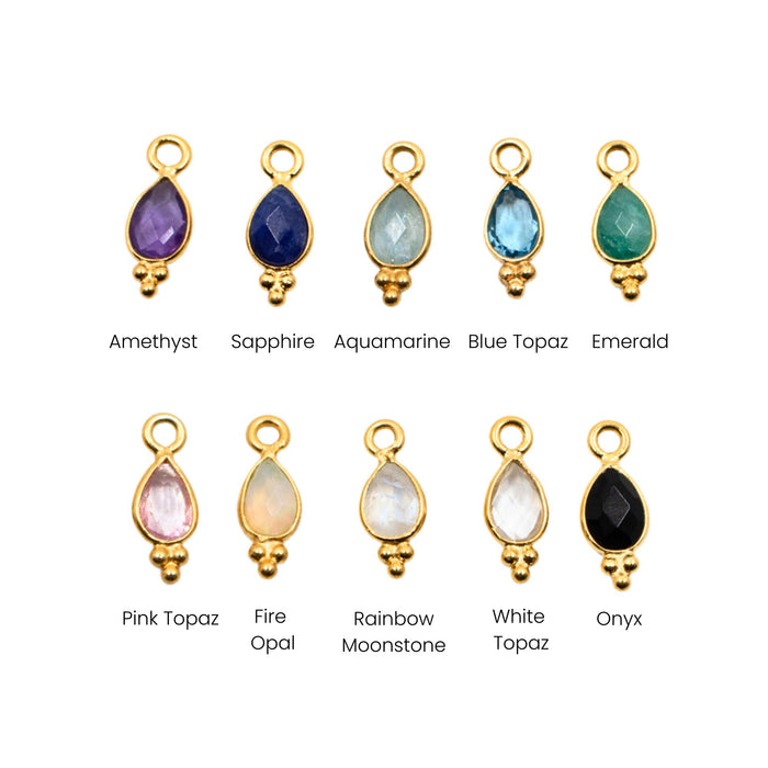 Yellow Gold Charms Teardrop Gemstone Charm The Curated Lobecharmsgemstone charmsgold charms