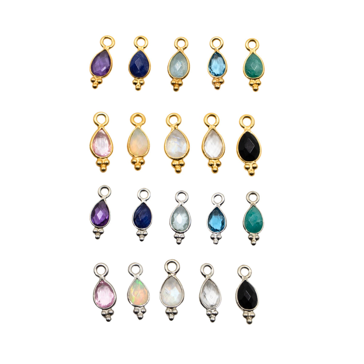 Yellow Gold Charms Teardrop Gemstone Charm The Curated Lobe