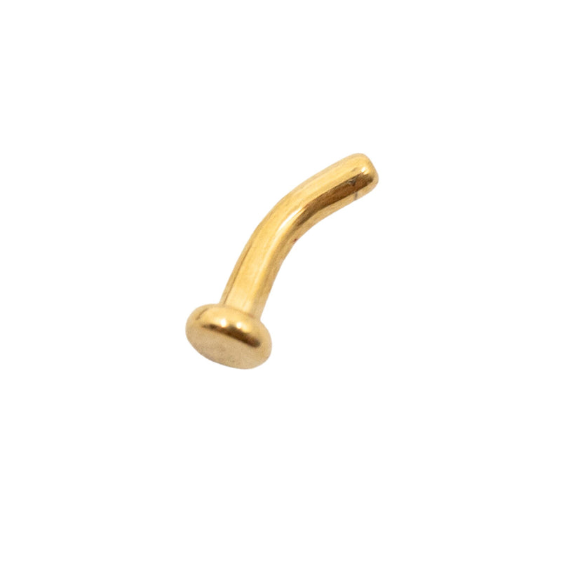 Yellow Gold Threadless Barbells Threadless Curved Flat Back Barbell The Curated Lobeanti-traguscurved barbellflat back labret barbell