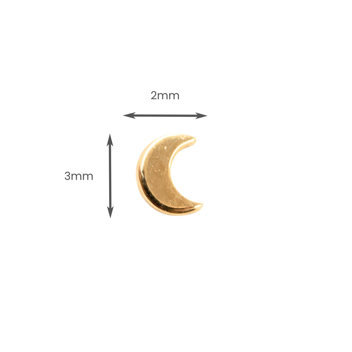 Yellow Gold Studs Tiny Crescent Moon Earring The Curated Lobe