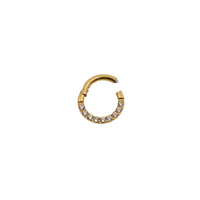 Yellow Gold Hoops Tiny Crystal Clicker Hoop The Curated Lobecartilagecartilage jewelryclicker hoop
